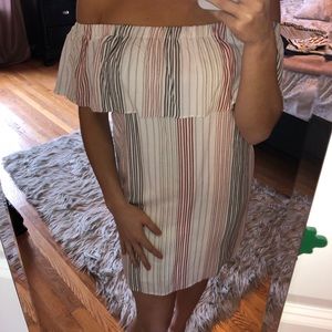 Forever 21 White Dress with Red and Green stripes